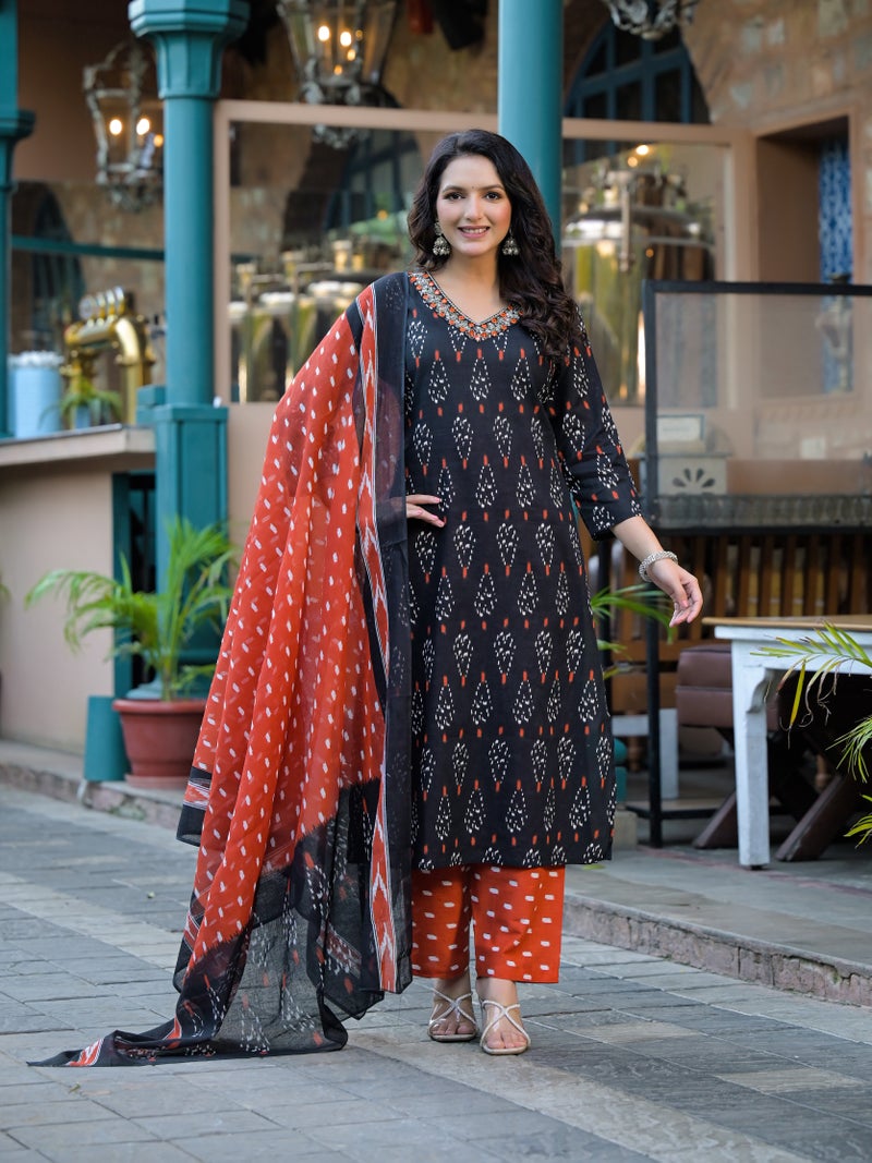 Shifory Black Printed Kurti Set for Women - Image 1